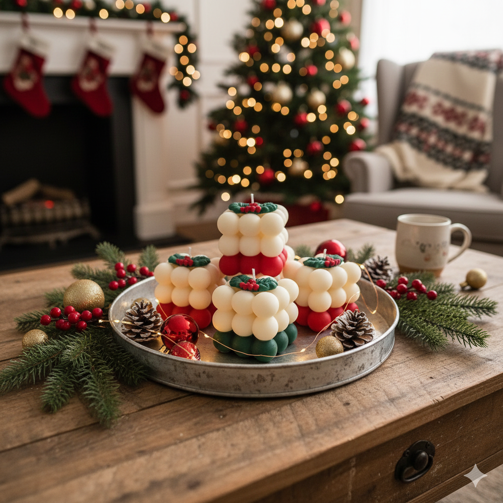 Holly Bubble Candle