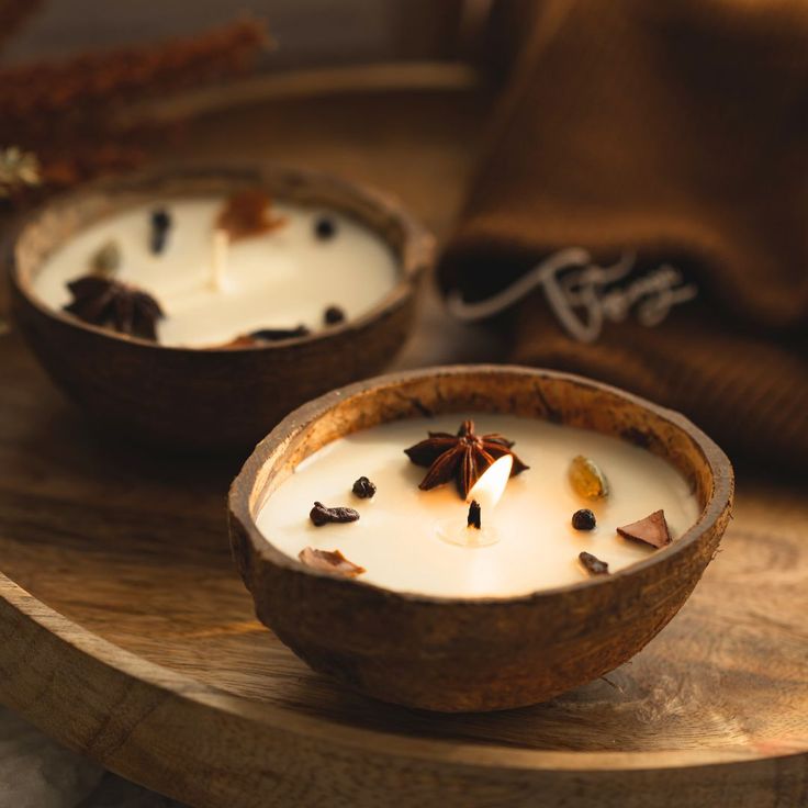 Handcrafted Coconut Shell Candles – Set of 3 (Gift Box)